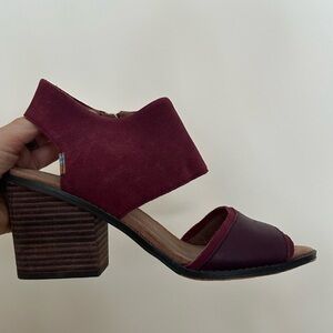 TOMS cutout heels. Maroon burgundy. Size 8